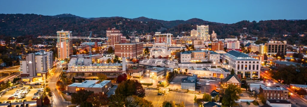 Asheville, NC at night
