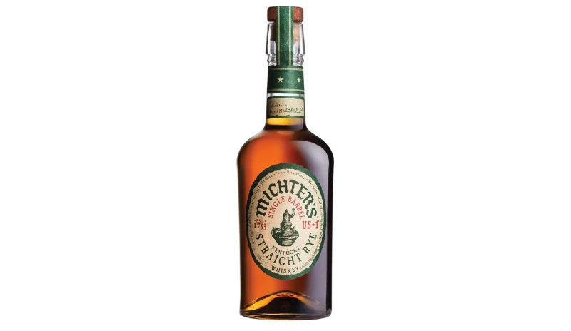 A photograph of a bottle of Michter's Rye