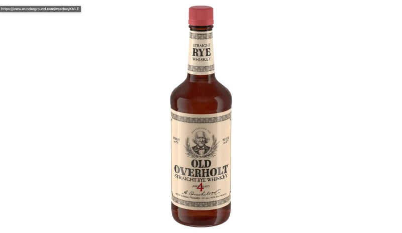 A photograph of a bottle of Old Overholt Rye