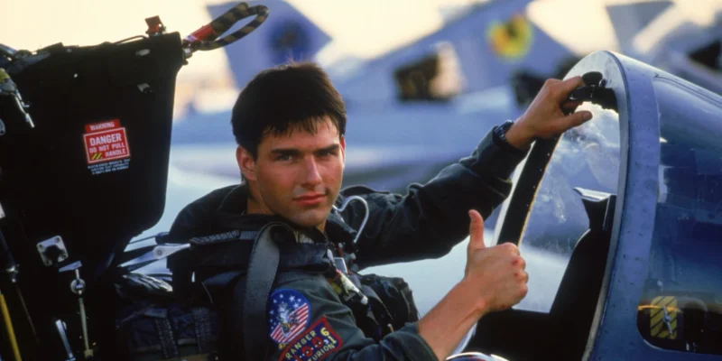 Tom Cruise as Maverick in Top Gun, which turns 40 in 2026