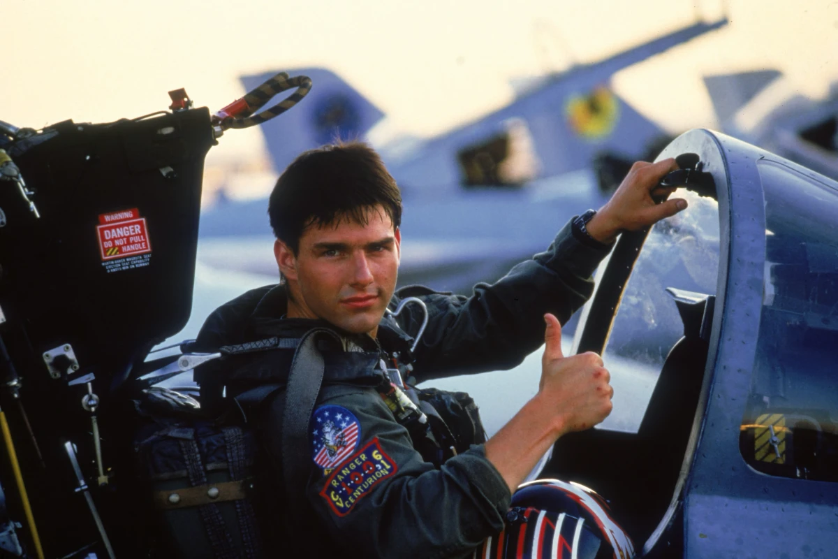 Tom Cruise as Maverick in Top Gun, which turns 40 in 2026